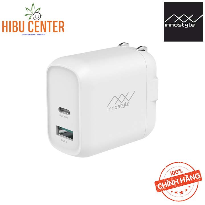 Sạc Nhanh Innostyle Minigo Pro Dual PD/QC3.0 18W White -HIBUCENTER