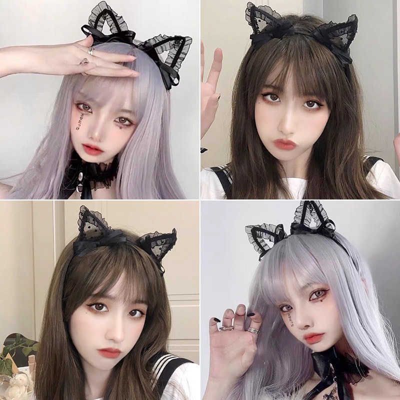 Băng Đô Tai Thỏ Phối Ren Phong Cách Lolita Nhật Bản Dễ Thương