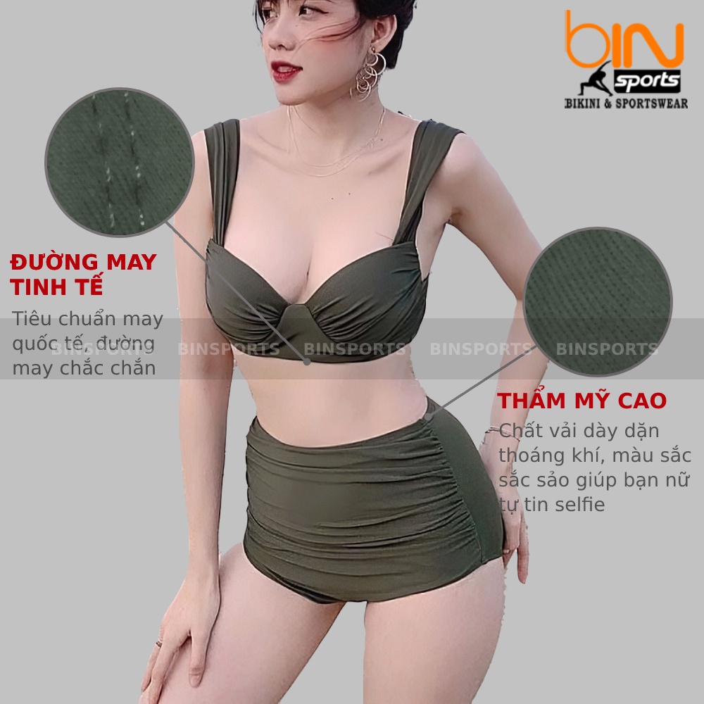 Bikini Nữ Hai Mảnh Cạp Cao Freesize Bin Sports BHV075