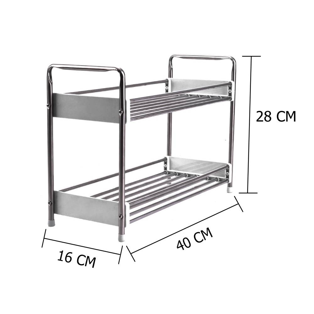 HomeBase KECH Kệ bếp 2 tầng bằng thép không gỉ 304 HBS-02W Thái Lan W40xD16xH28.1cm