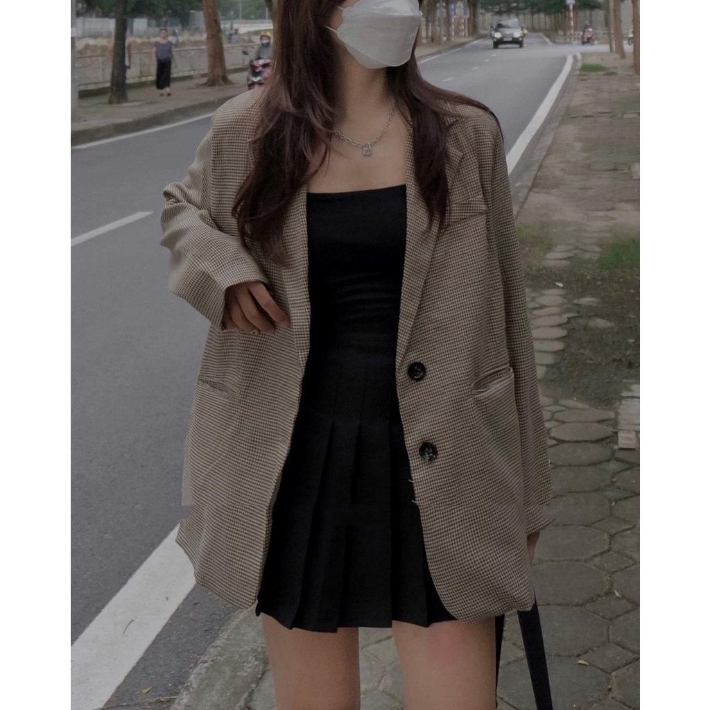 [VIDEO/ ẢNH THẬT] Áo Blazer 2 Lớp Kẻ ZigZac Cúc Tay Kiểu Mùa Thu