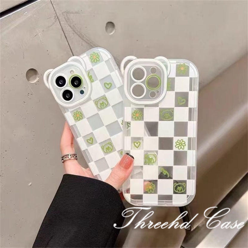 Ốp Lưng Silicon TPU Mềm Trong Suốt Họa Tiết Kẻ Ô Cho iPhone 14 13 12 11 Pro Max SE2020 X XR XS Max 7 8 6 6s Plus