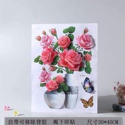 Tranh Dán Tường 3D Hoa Nổi Trang Trí Phòng Khách Room Decor