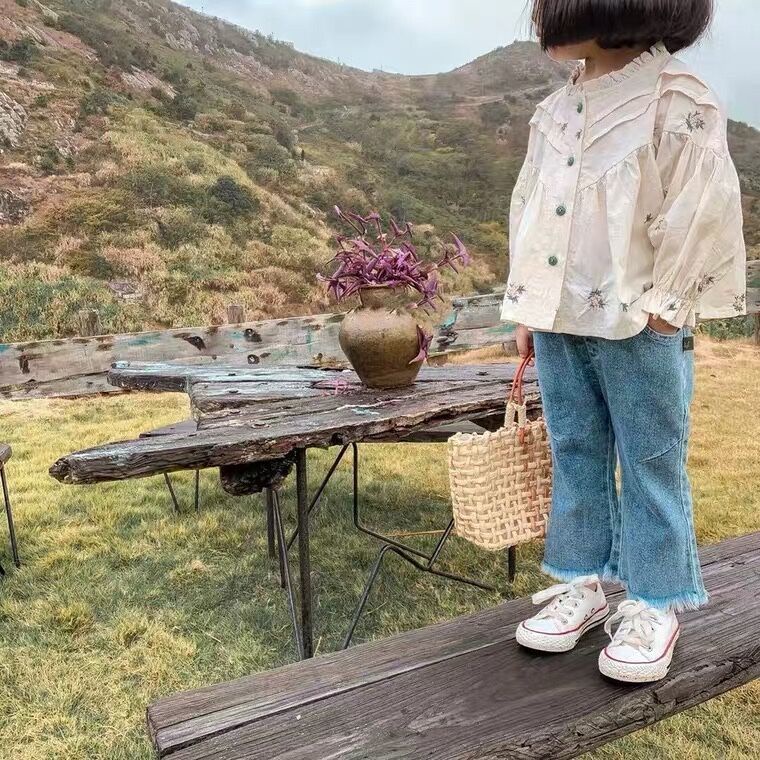 [Babycat] Hàng Có Sẵn Áo Sơ Mi Cổ Đứng In Hoa Phong Cách Nhật Bản Hàn Quốc Dễ Thương Thời Trang Xuân Hè 2022 Cho Bé Gái