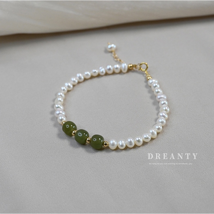 Vòng Tay Chuỗi Hạt Ngọc Trai Mạ Vàng Thật Thời Trang Pháp Cổ Điển Cho Nữ