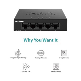 Gigabit Vỏ thép- Bộ chia mạng Switch 5 cổng RJ45 10/100/1000 Mbps-D-LINK DGS-105GL - Hàng Chính Hãng