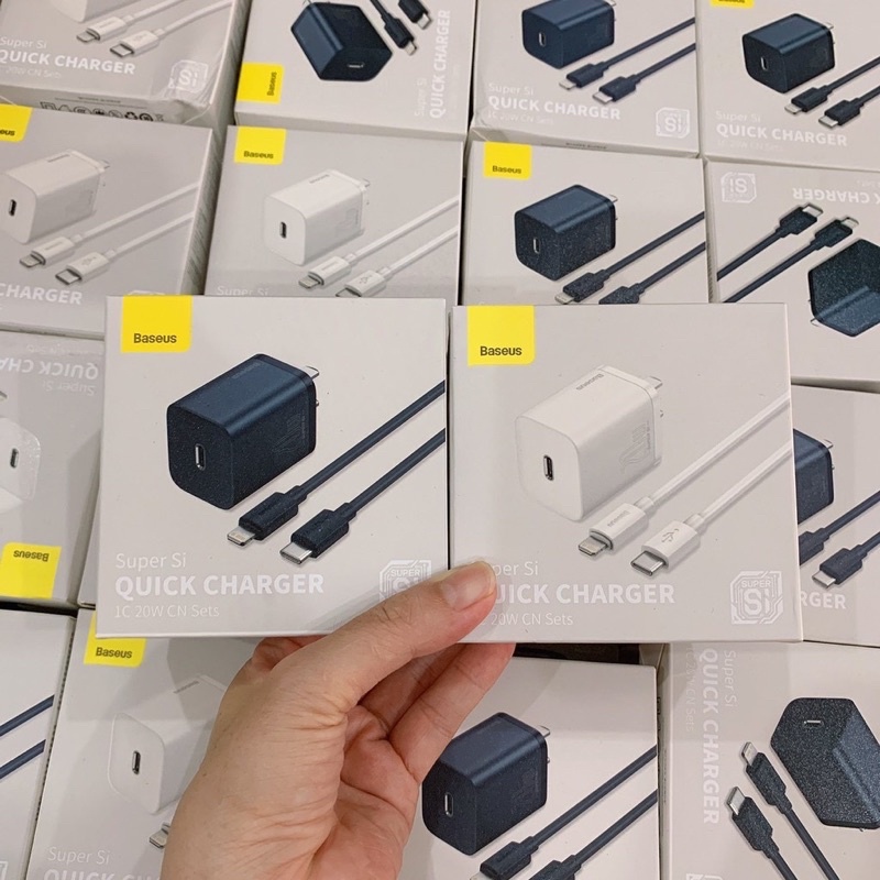 ✔BH 12 THÁNG✔BỘ CỦ SẠC NHANH 20W PD CHÍNH HÃNG BASEUS SUPER SI CHO IPHONE 12 PROMAX, 12PRO 11 PRO MAX ANDROID