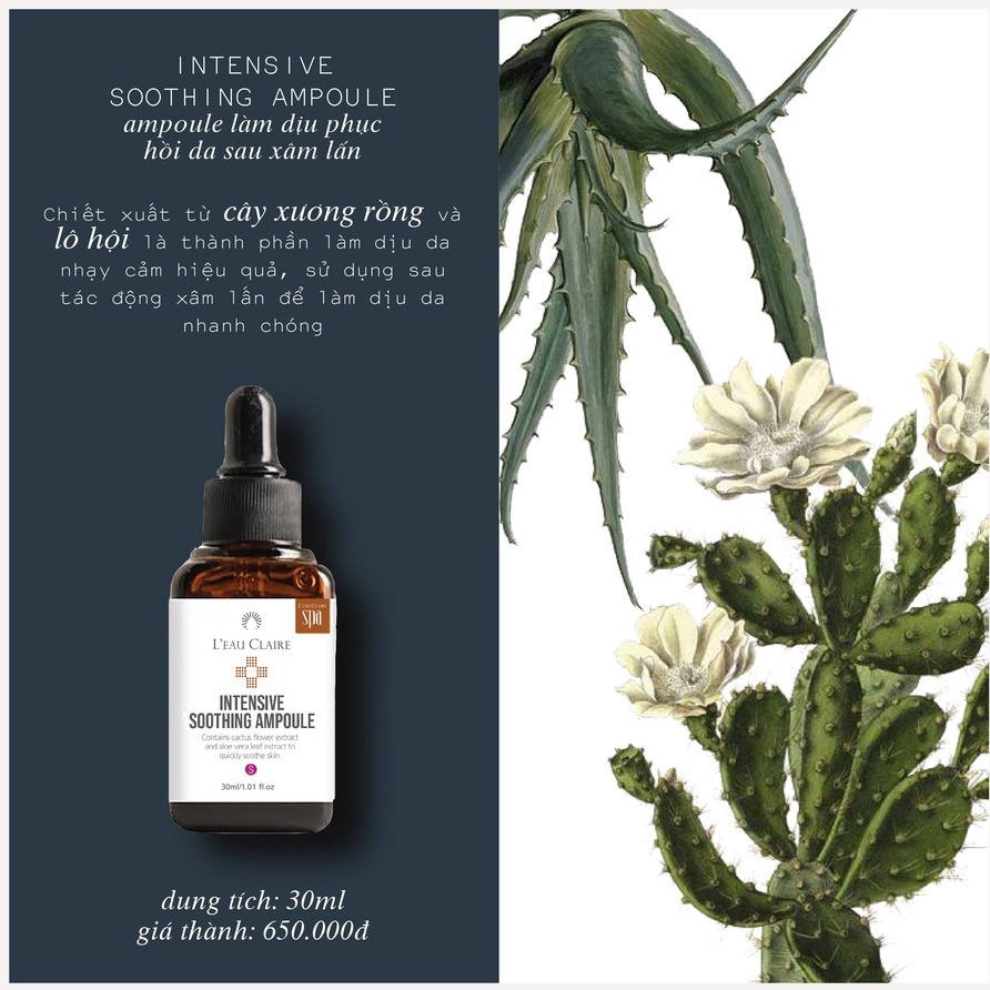 Tinh chất phục hồi tái tạo cho da nhạy cảm L'eau Claire Intensive Soothing Ampoule 30ml