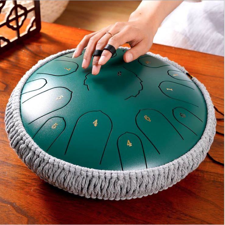 Trống Không Linh Cho Thiền Yoga 15 Nốt - Tank Drum - Steel Tongue Drum - Full Phụ Kiện