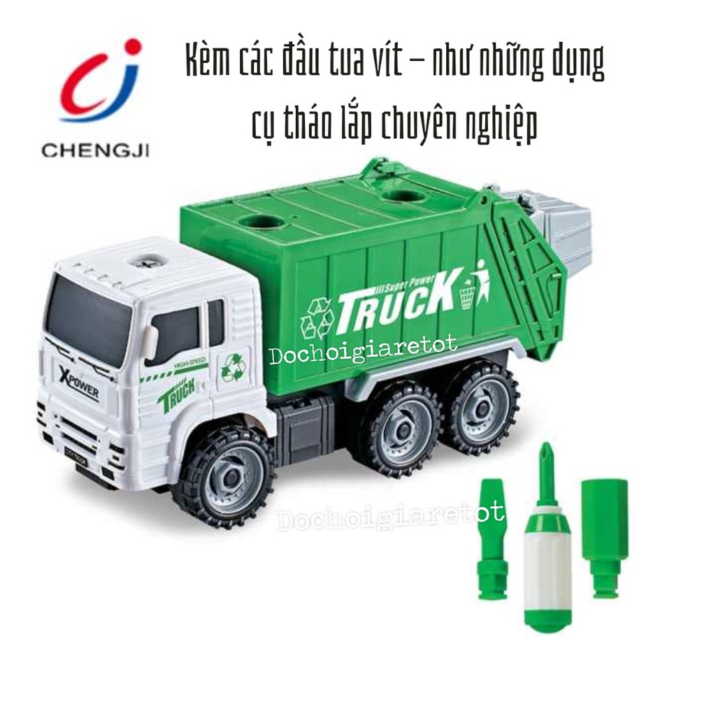 Xe Đồ Chơi Chở Rác Chạy Trớn Có Thể Tháo Lắp Kèm Bộ Tua Vít Đa Năng