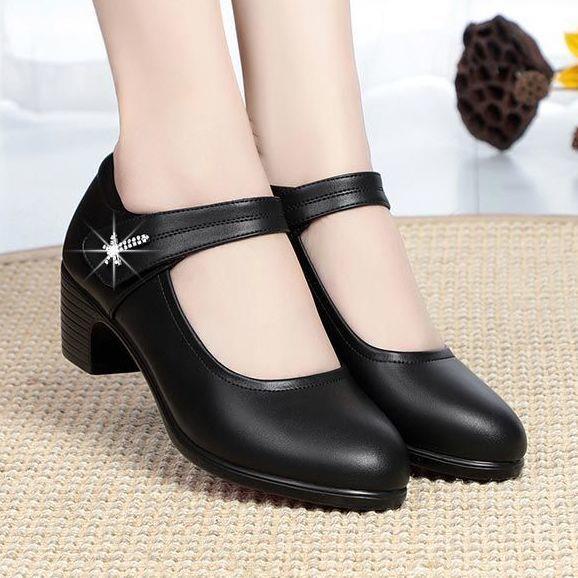 Giày da mềm đế mềm thời trang xuân thu cho phụ nữ trung niên 2021