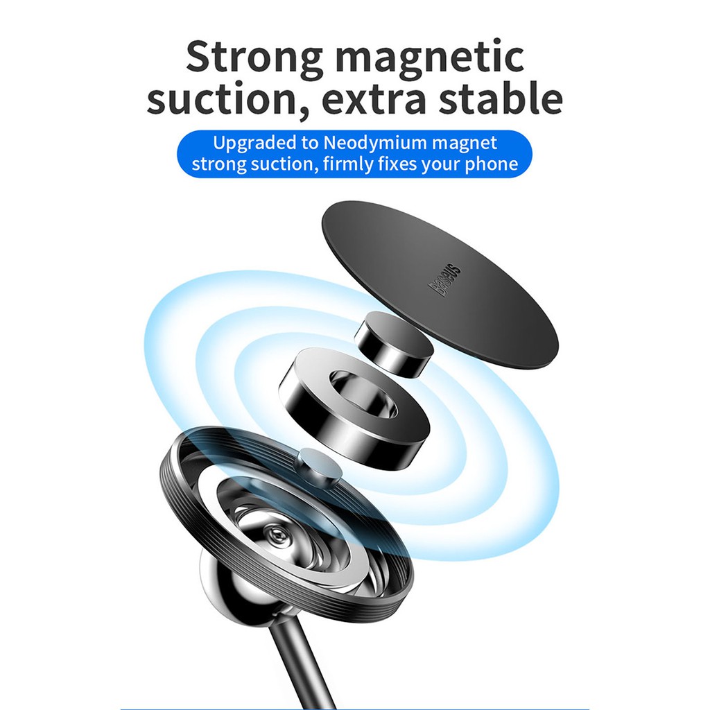 Giá đỡ điện thoại nam châm 360 Baseus độ siêu dài đời mới nhất gắn xe hơi | BigBuy360 - bigbuy360.vn