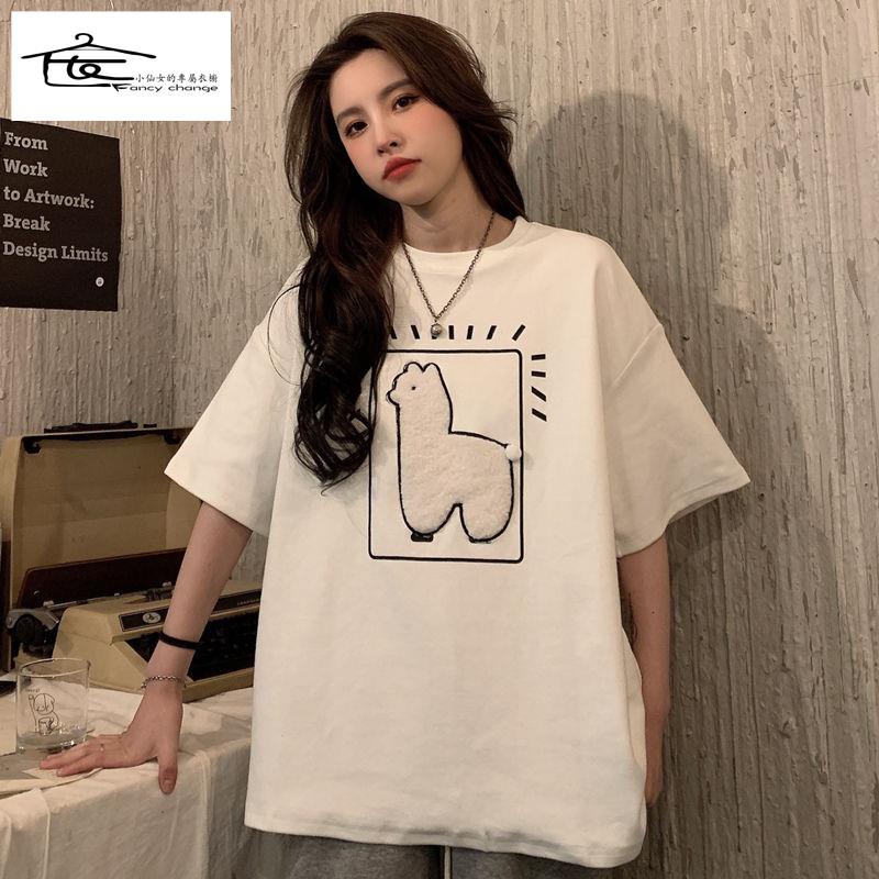 Áo Thun Tay Ngắn Dáng Rộng Phong Cách Harajuku Hồng Kông Cho Nữ