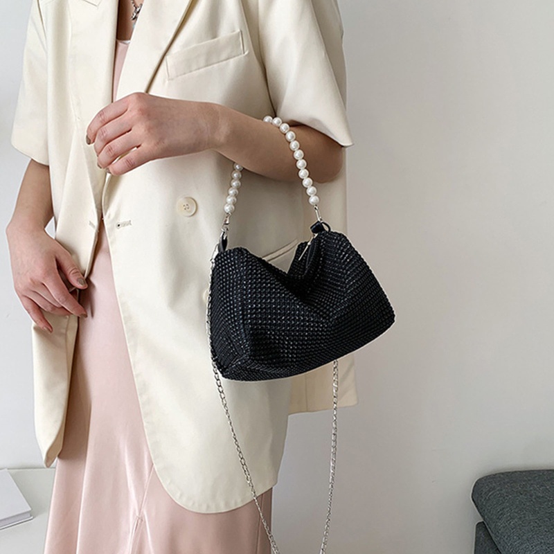 Túi Xách Kẹp Nách / Đeo Chéo Đính Ngọc Trai Tinh Tế Thời Trang Cho Nữ