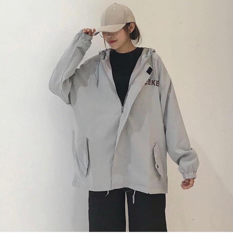 Áo Khoác Gió Hoodie che nắng chống gió cản mưa vải dù 2 lớp Thời Trang Unisex form rộng Đồ Đôi cho nam nữ in chữ Weekend