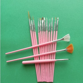 Set cọ vẽ móng mầu hồng-15 cây