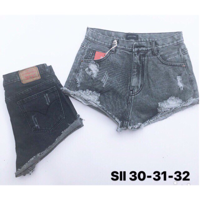 Quần short jean nữ rách wax
