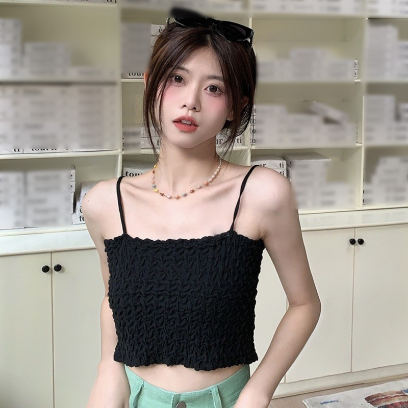 Áo Croptop Hai Dây Màu Trơn Dáng Ôm Thời Trang Quyến Rũ Cho Nữ