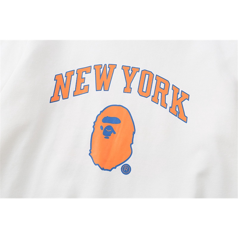 BAPE Áo Nỉ Dài Tay Cổ Tròn Thời Trang Nam Nữ