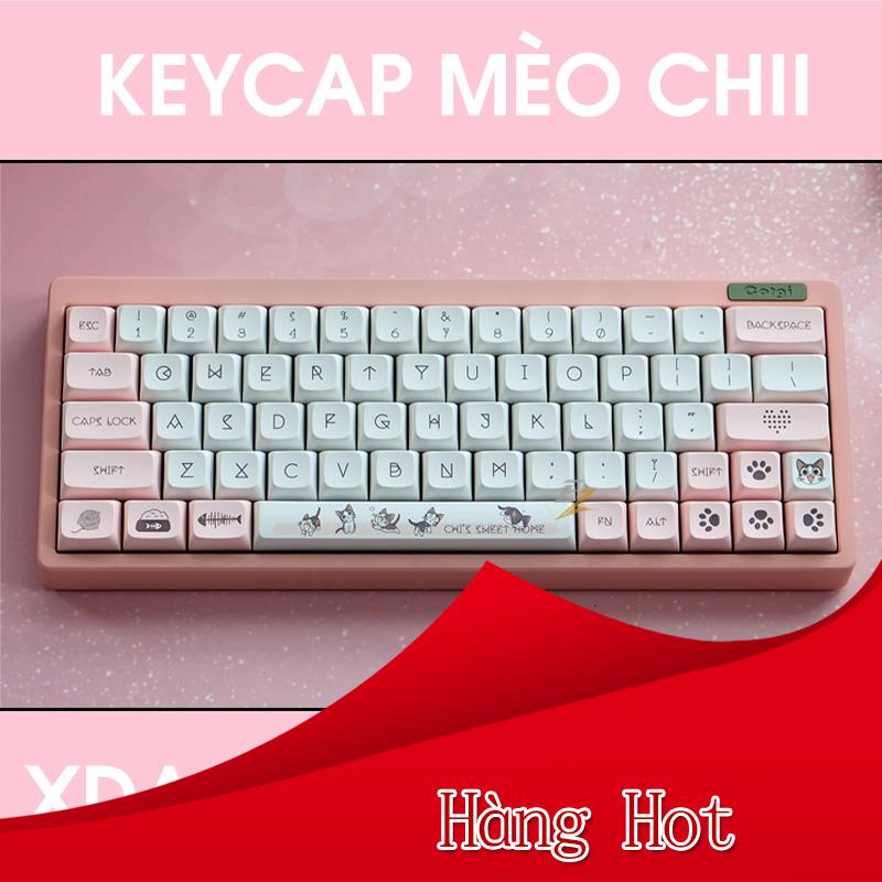 Keycap Cho Bàn Phím Cơ Mèo Chii Thick PBT XDA Profile 138 Phím EZPC