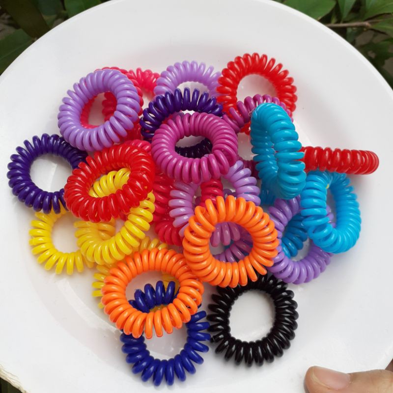 Sét 5 dây cột tóc Lò xo màu/đen (cở 2-3cm)