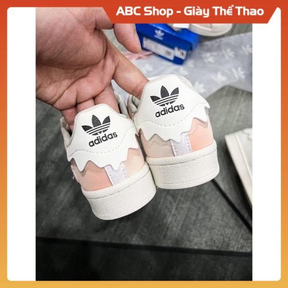 Giày thể thao sò 3 mầu hồng trắng sữa xanh cổ thấp full phụ kiện | Giầy Sneaker Sò Superstar