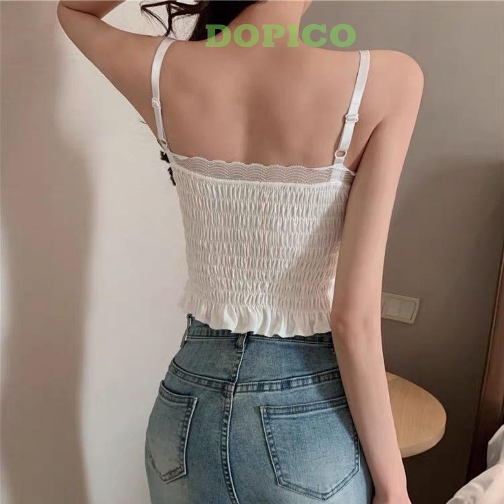 Áo bra ren dài nữ 2 dây đẹp, áo croptop nữ ôm body quyến rủ DOPICO B884