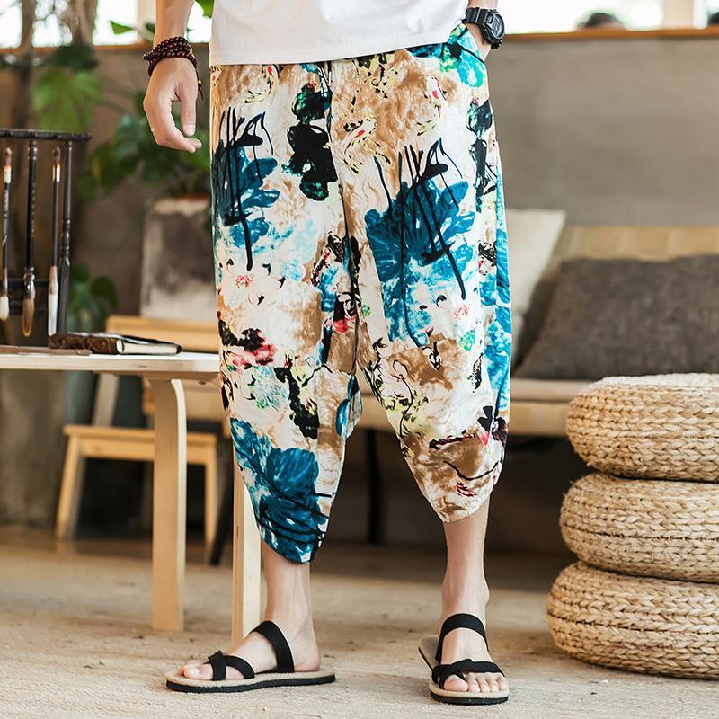 Quần Lửng Ống Rộng Plus Size Phong Cách Trung Hoa Cho Nam