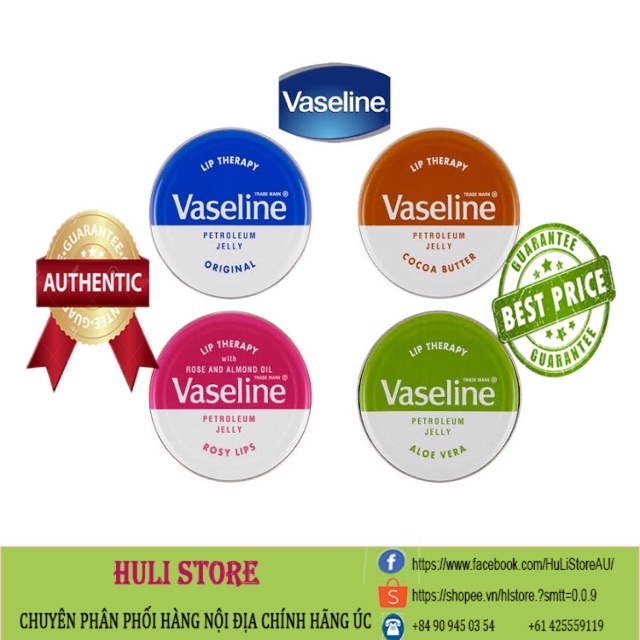 Son dưỡng môi hộp thiếc Vaseline Lip Therapy Petroleum Jelly 20g