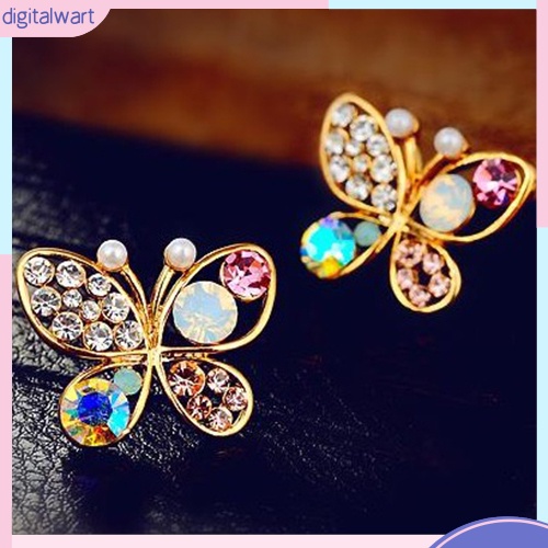 Cặp khuyên tai hình bươm bướm đính đá quý nhân tạo nhiều màu sắc cá tính dành cho nữ