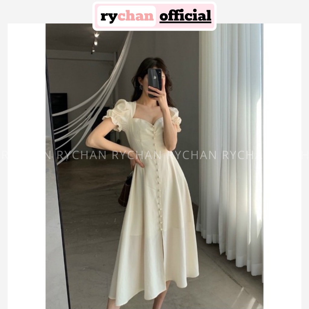 Đầm Váy Nữ Dự Tiệc Cưới Nhúng Ngực Nút Bọc Tay Bo Ngắn Form Xòe Sang Chảnh Nhất Năm Màu Trắng [ẢNH THẬT CUỐI] - DX9707