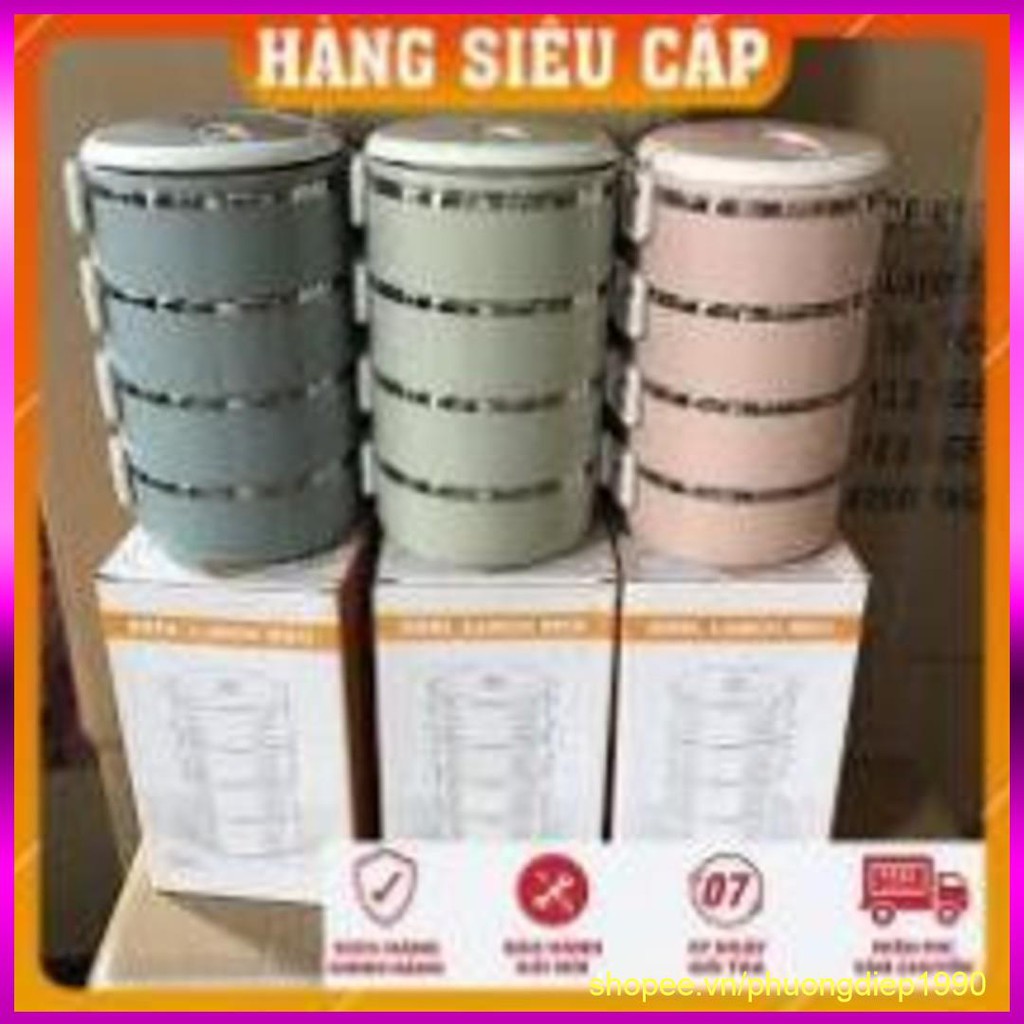 Cặp lồng Cơm giữ nhiệt 3 lớp cao cấp - loại 4 tầng