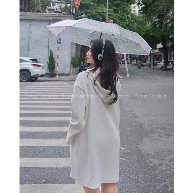 Váy HOODIE nữ trơn chất nỉ tăm mềm mịn dáng suông FREESIZE 3 màu hot hit SWEET.CLOTHINGS