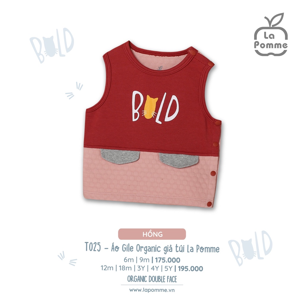 Áo Gile La Pomme Giả túi con mèo organic cao cấp mềm mịn thấm hút tốt cho bé trai bé gái T025