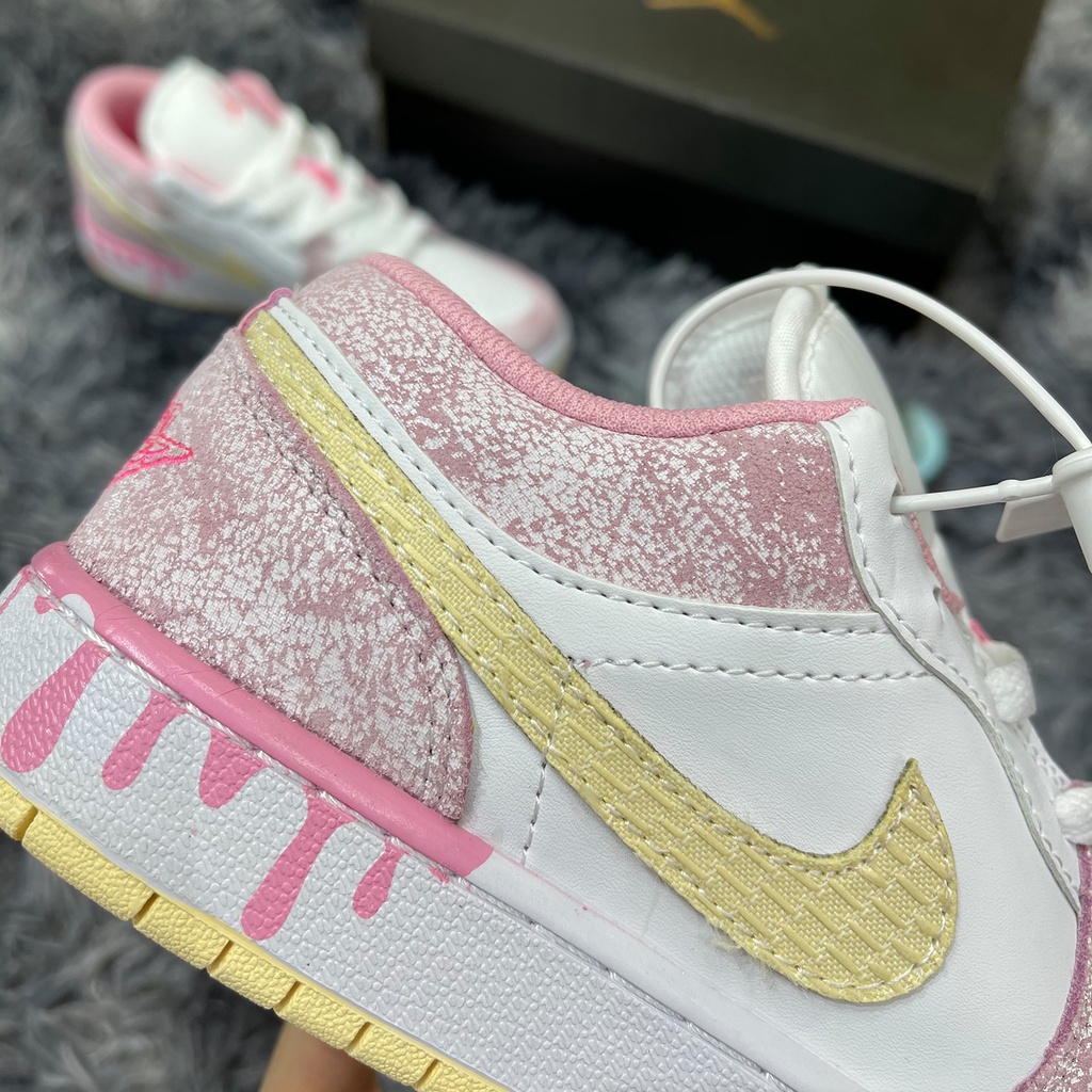 Giày Jordan Cổ Thấp Nữ, Giày JD Jordan 1 Low Paint Drip Thời Trang Full Box Bill