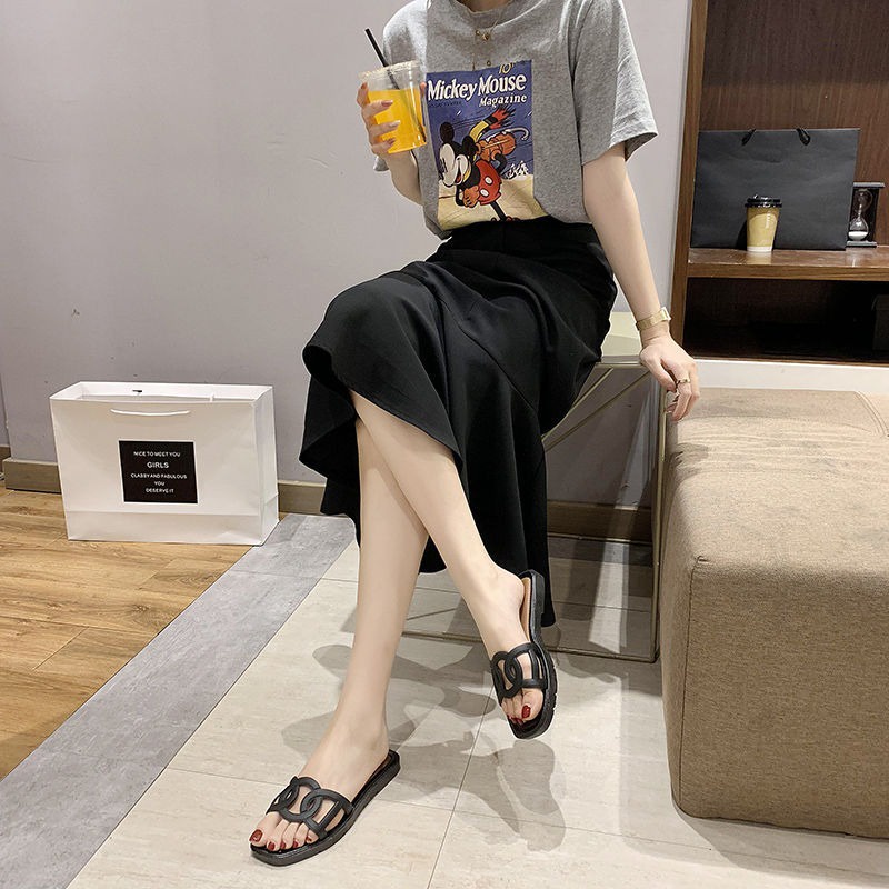 Dép Nữ Thời Trang Dây Quai Ngang Chất Nhựa Dễ Phối Trang Phục