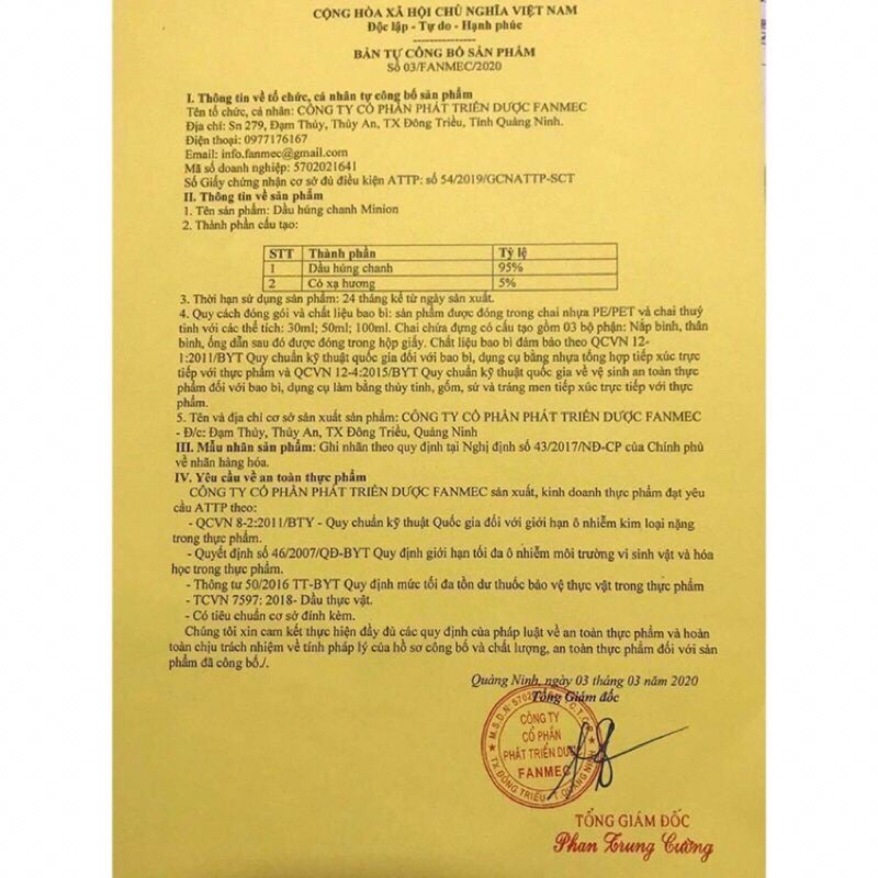 Dầu Húng Chanh Minion