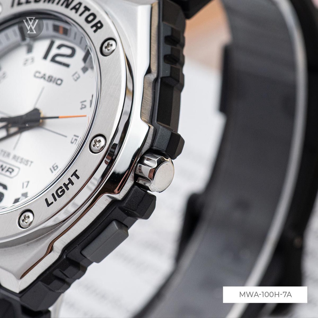 Đồng Hồ Quartz Nam Casio WATCHSTORE MWA-100H-7AVDF Thiết Kế Mặt Kính Khoáng 49.5mm, Vỏ Và Dây Nhựa Phong Cách Thể Thao