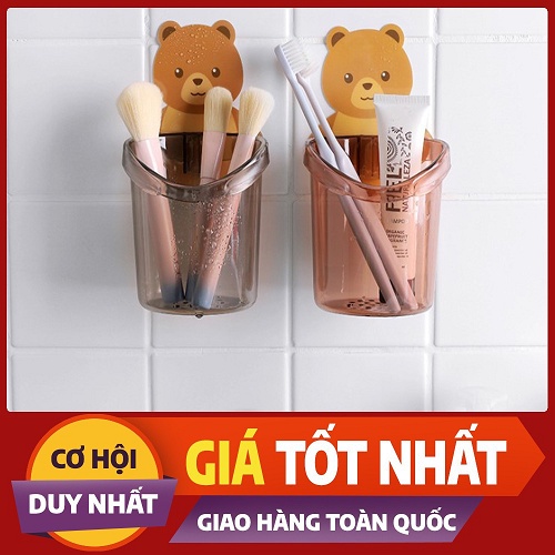 Cốc Gấu Đựng Bàn Chải Kem Đánh Răng Dán Tường Đa Năng