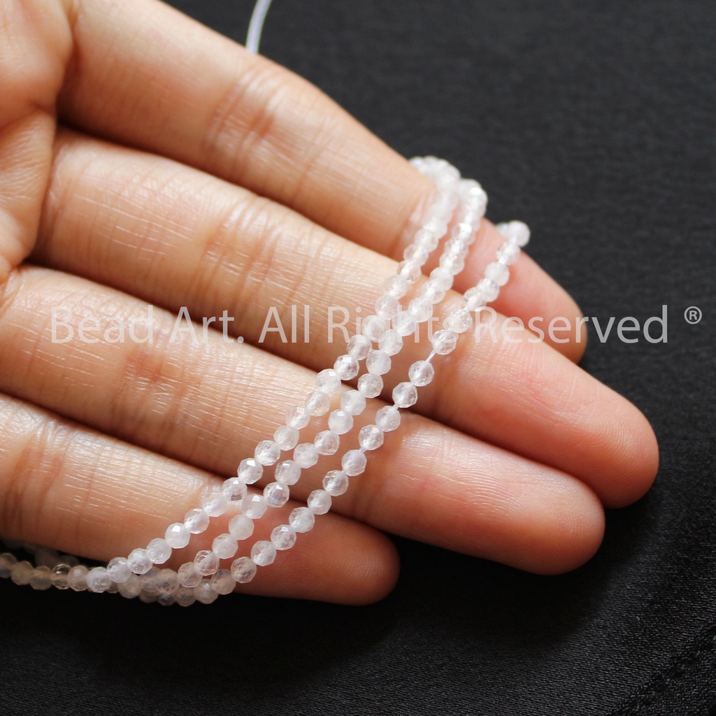 2.5MM Hạt Đá Ánh Trăng  Ánh Cầu Vồng, Đá Phong Thuỷ, Kim, Thuỷ S50 - Bead Art