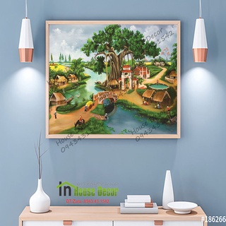 Tranh dán tường 3d đồng quê nhiều mẫu,tranh làng quê dán tường