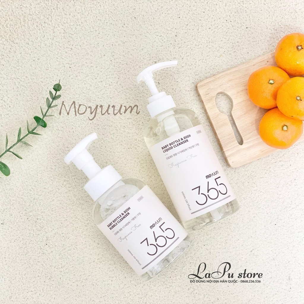 Nước rửa bình Moyuum 365 dạng bọt 500ml, dạng Gel 600ml