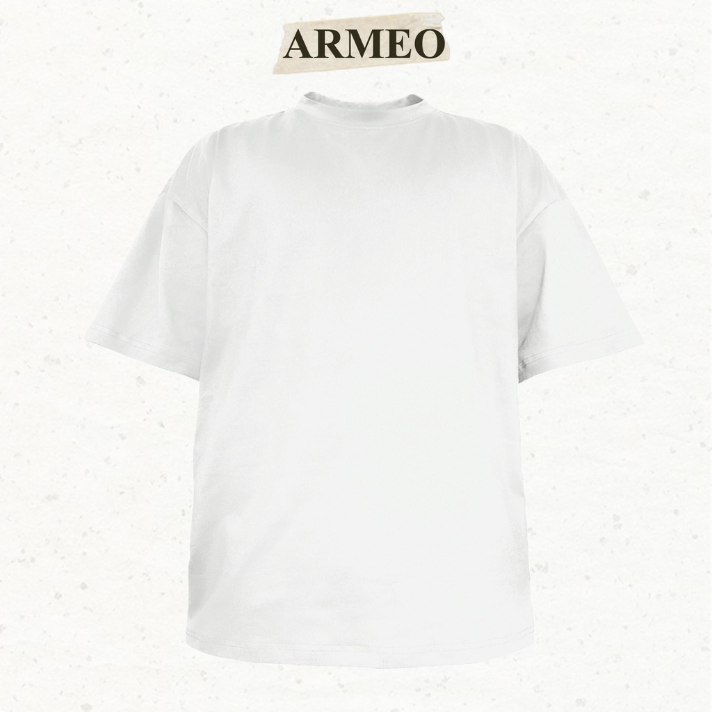 Áo thun TRẮNG, áo phông thoáng mát Nam Nữ, FORM rộng chất 100 %cotton hút mồ hôi phong cách đơn giản | ARMEO STORE