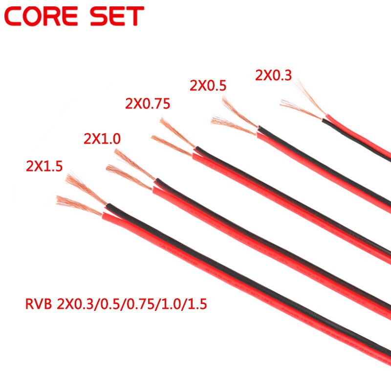 Cáp điện, dây điện đôi đỏ đen 2 Pin RVB 2x0.5 RVB 2x1.