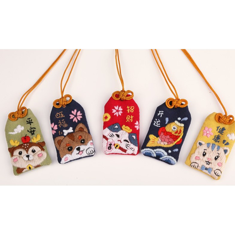 [ CÓ SẴN ] DIY / BỘ KIT THÊU TÚI OMAMORI HÌNH THÚ MẪU 4+5 &lt;3