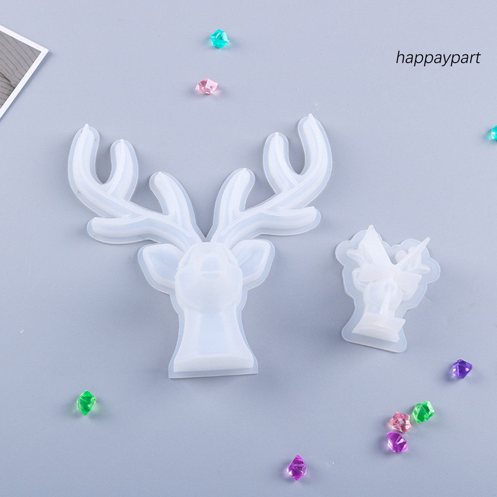 Khuôn tạo hình nhựa epoxy hình đầu tuần lộc Giáng Sinh DIY dùng trang trí