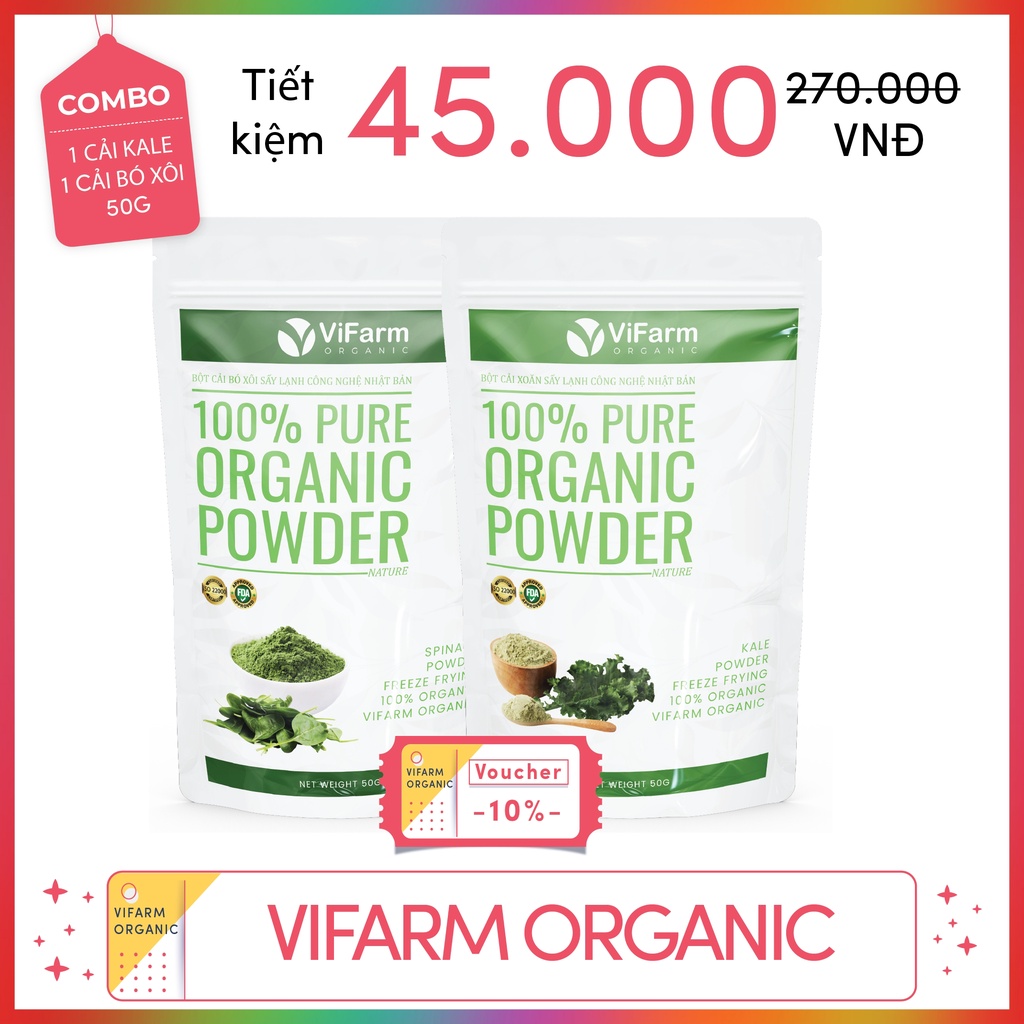 Bột Cải Xoăn Kale Nguyên Chất 100% ViFarm 50Gram