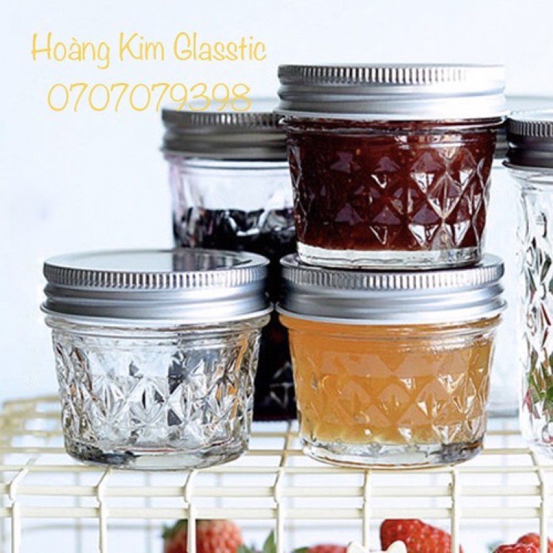 BỘ 10 HỦ THỦY TINH KIM CƯƠNG NẮP NHÔM BẠC 100ML/ HỦ LÀM BÁNH PLAN CARAMEN