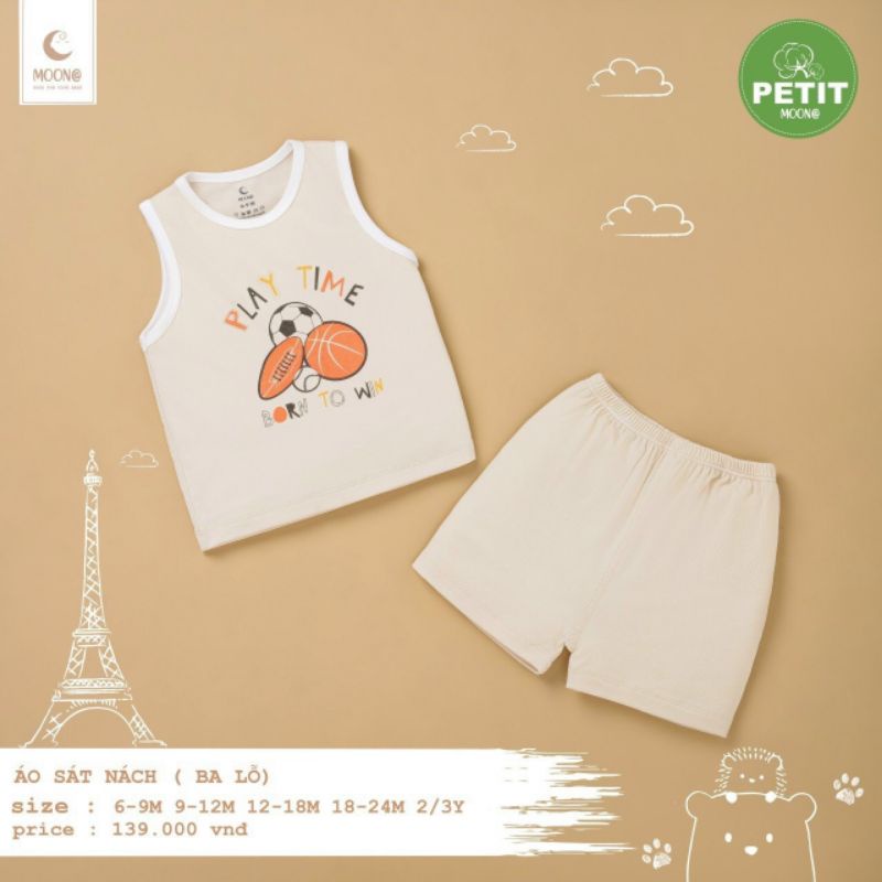 Bộ ba lỗ Moon petit bé trai, bé gái