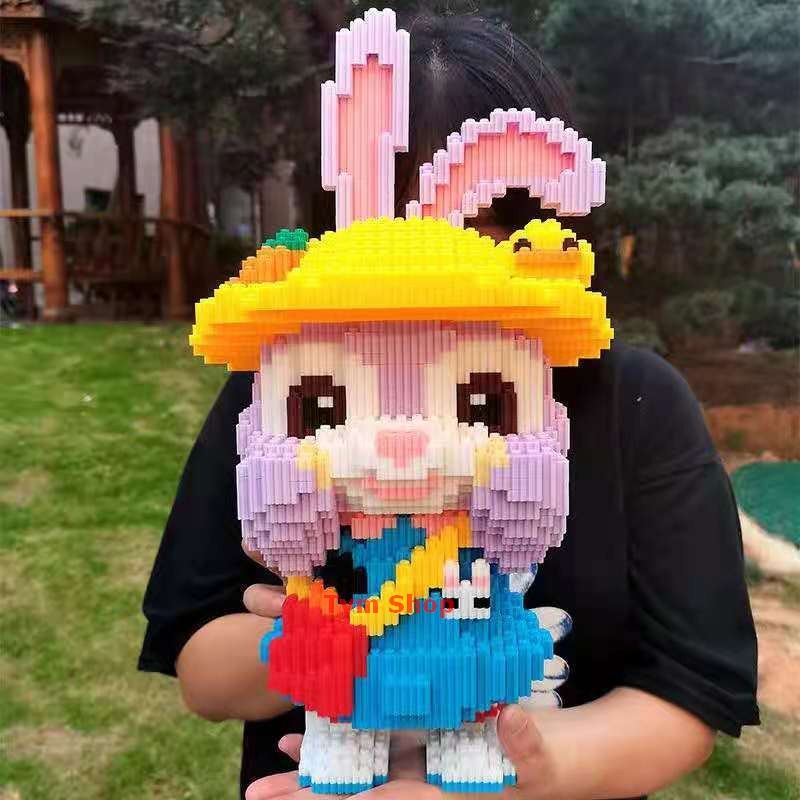 Xếp hình thỏ tím Stella Lou cỡ lớn 39cm nhân vật hoạt hình nano 3D lắp ráp mô hình cỡ lớn Chuẩn Mẫu